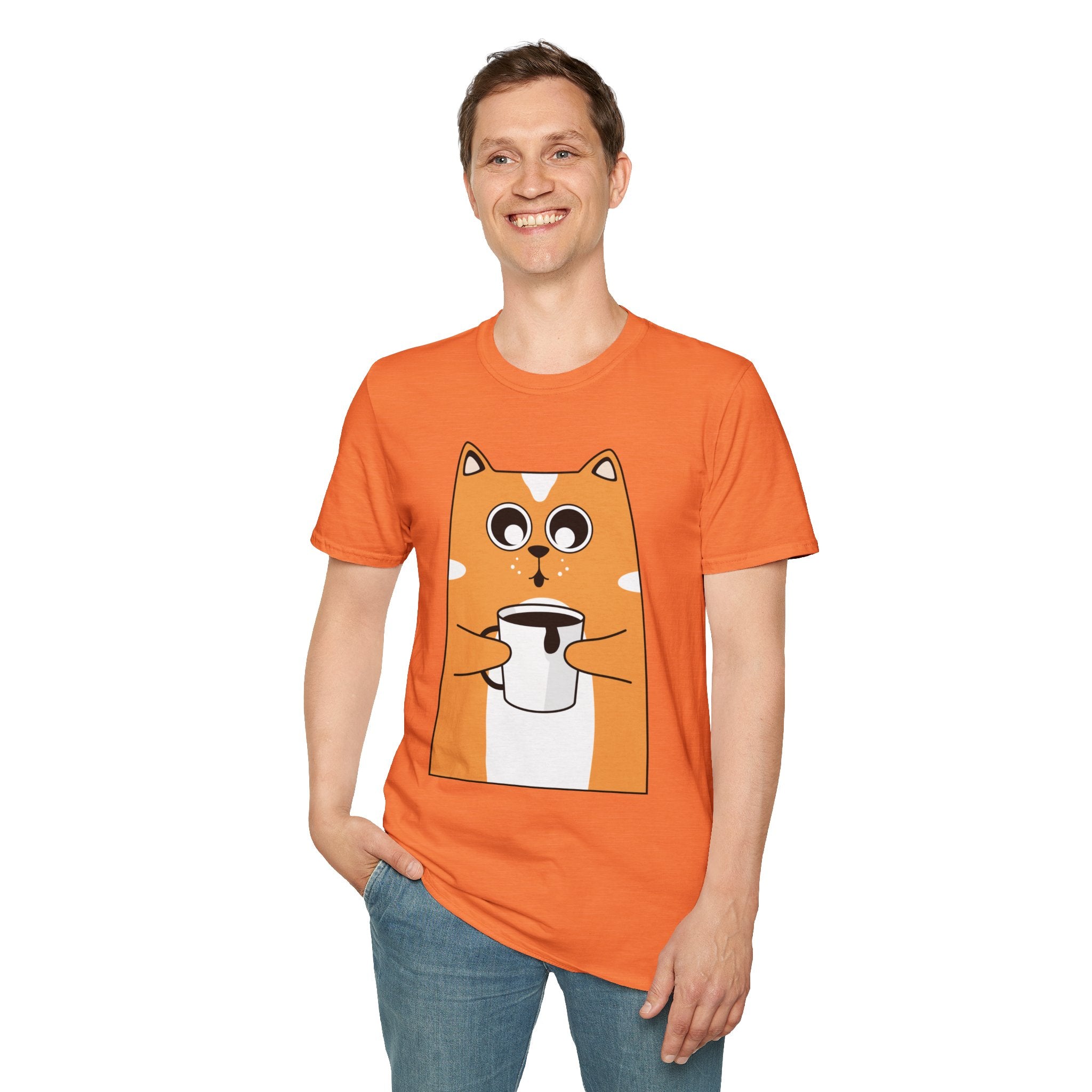 Coffee Cat Unisex Softstyle T-Shirt