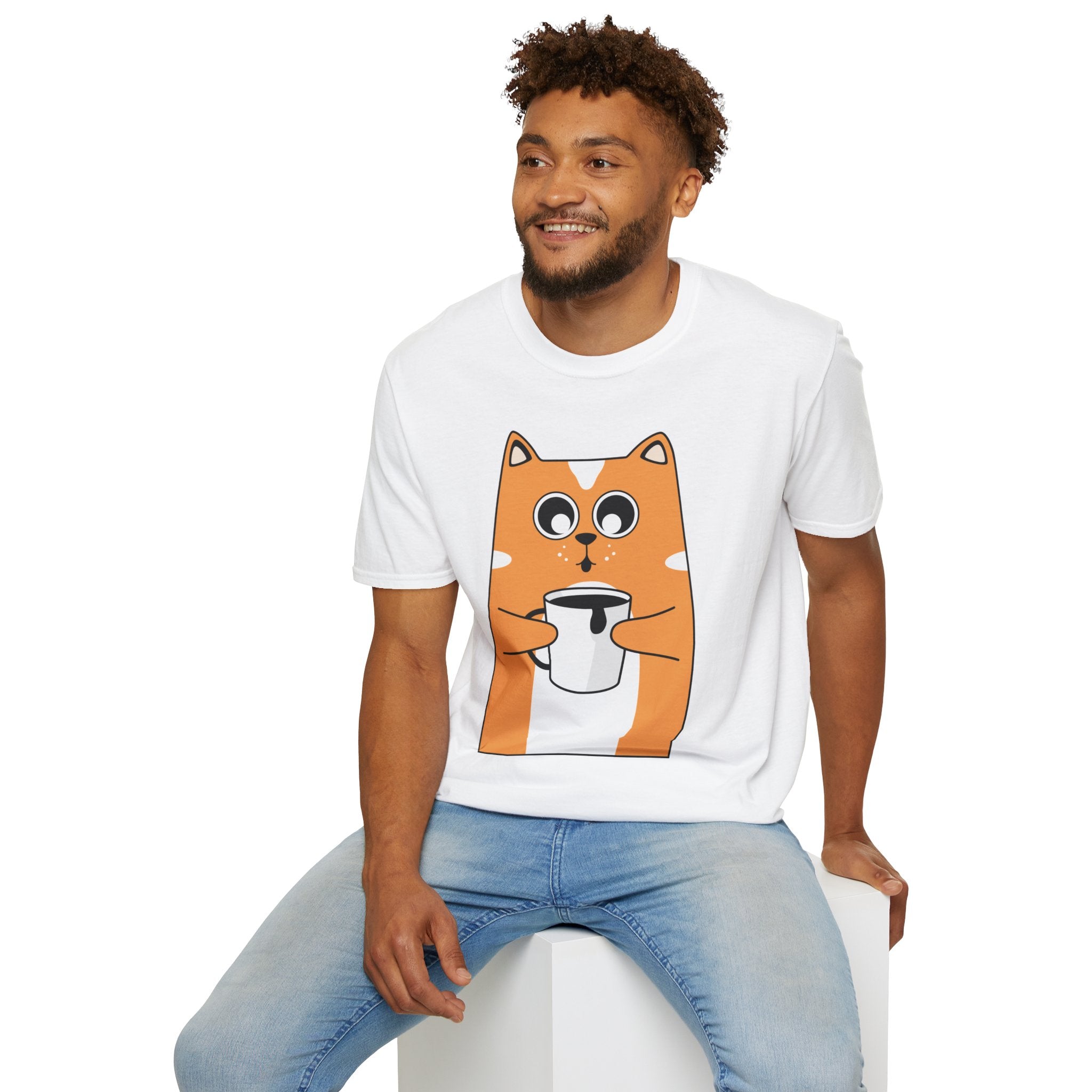 Coffee Cat Unisex Softstyle T-Shirt