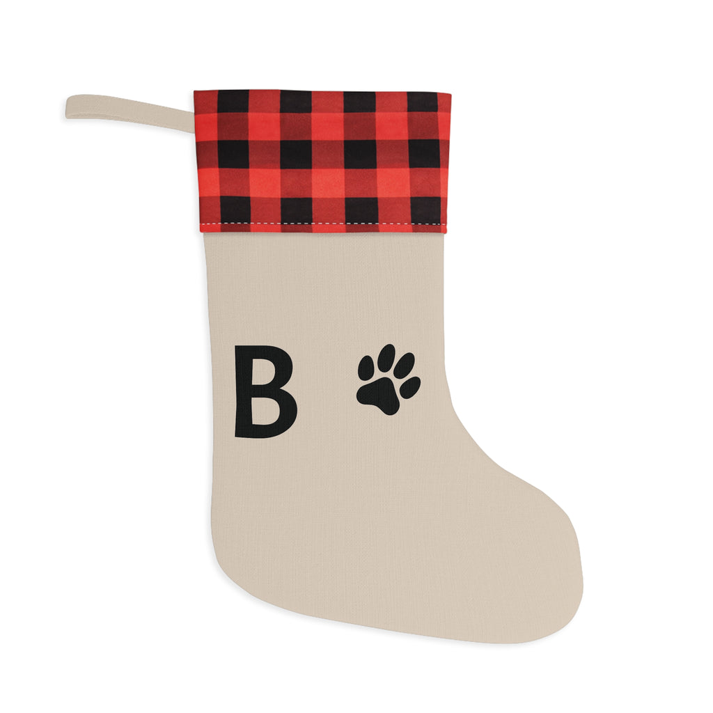 Pet Christmas Stocking with initials and paw