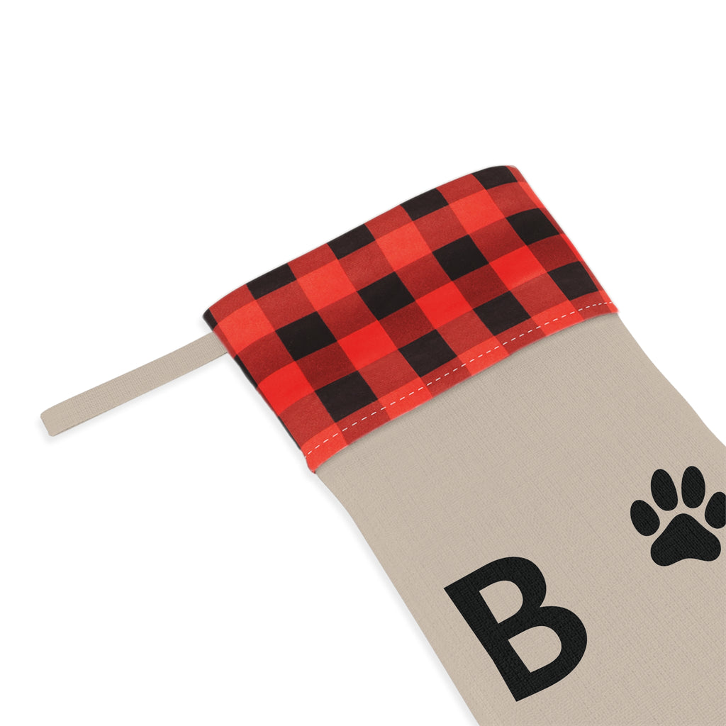 Pet Christmas Stocking with initials and paw