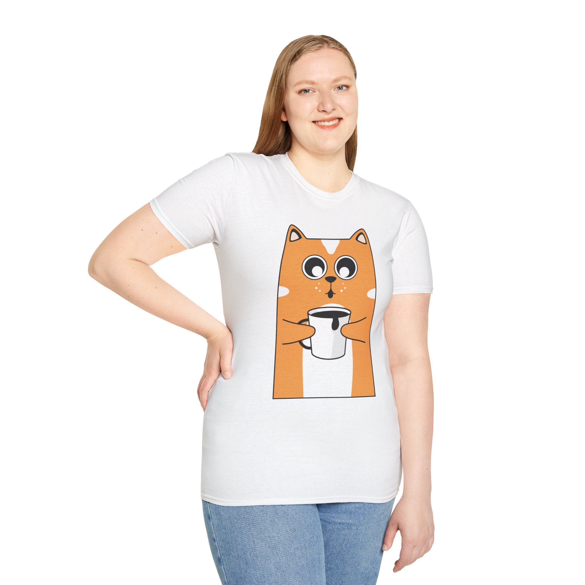Coffee Cat Unisex Softstyle T-Shirt