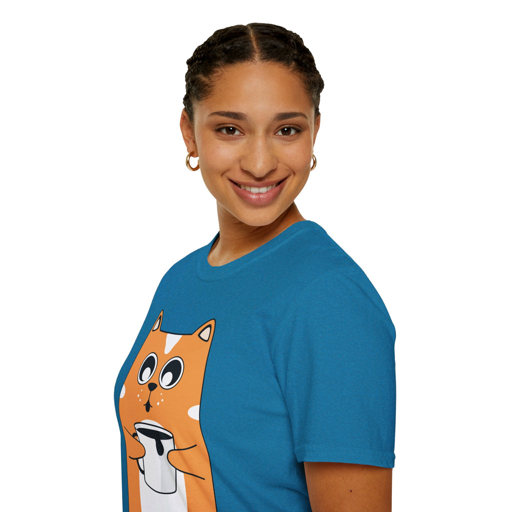 Coffee Cat Unisex Softstyle T-Shirt