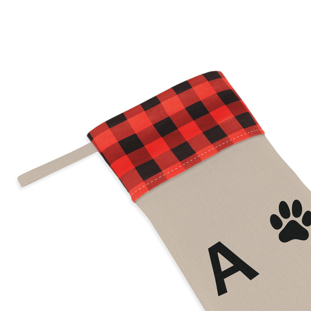 Pet Christmas Stocking with initials and paw