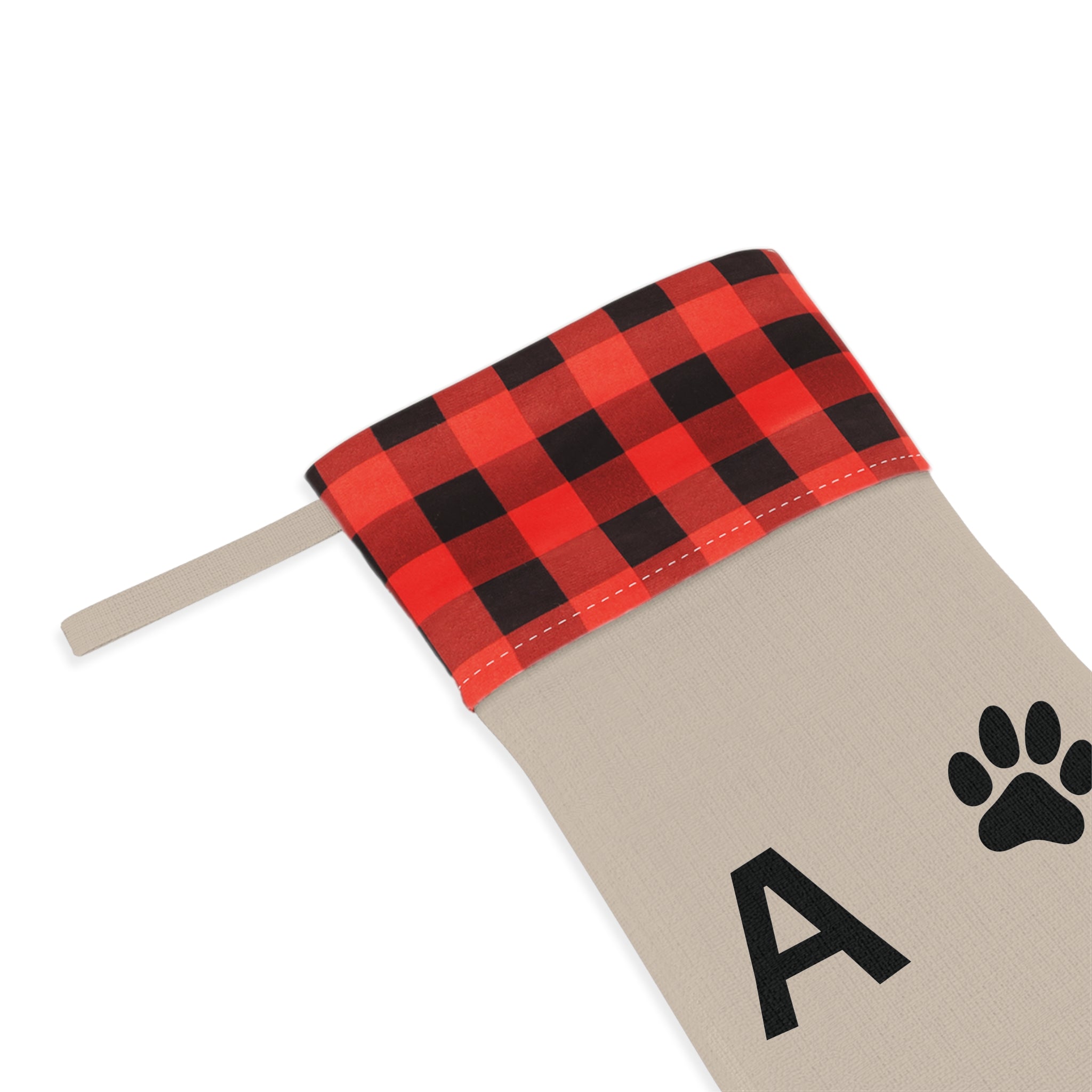 Pet Christmas Stocking with initials and paw