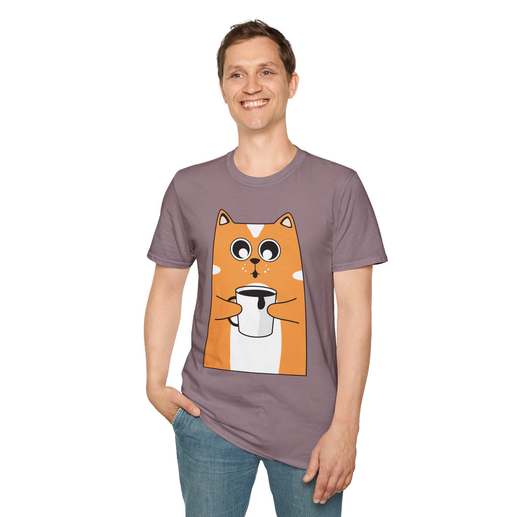 Coffee Cat Unisex Softstyle T-Shirt
