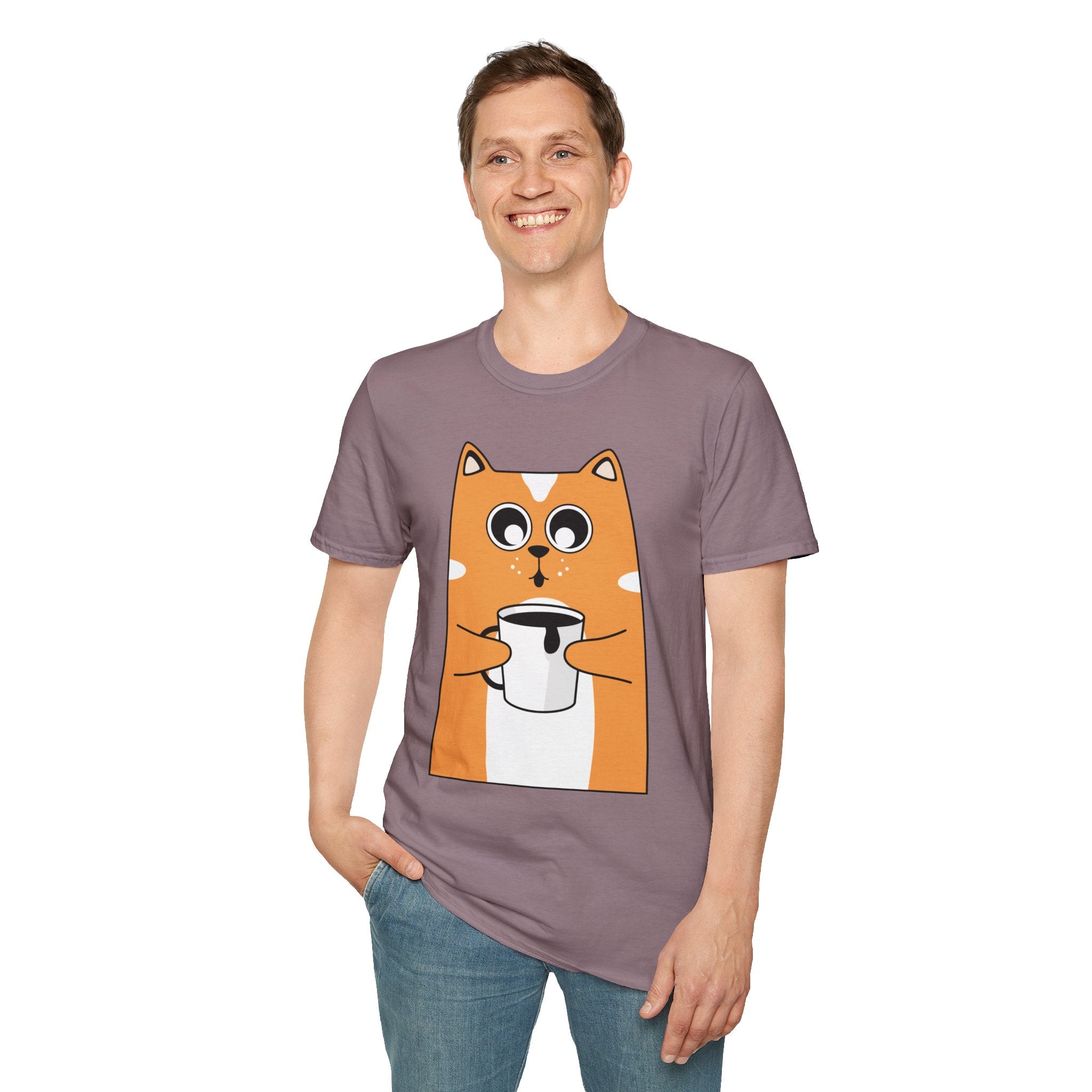 Coffee Cat Unisex Softstyle T-Shirt