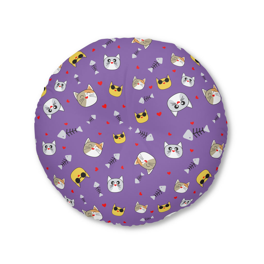 Cute Cat & Dog Tufted Floor Pillow – Fun, Pet-Themed Round Cushion for Cozy Living Spaces