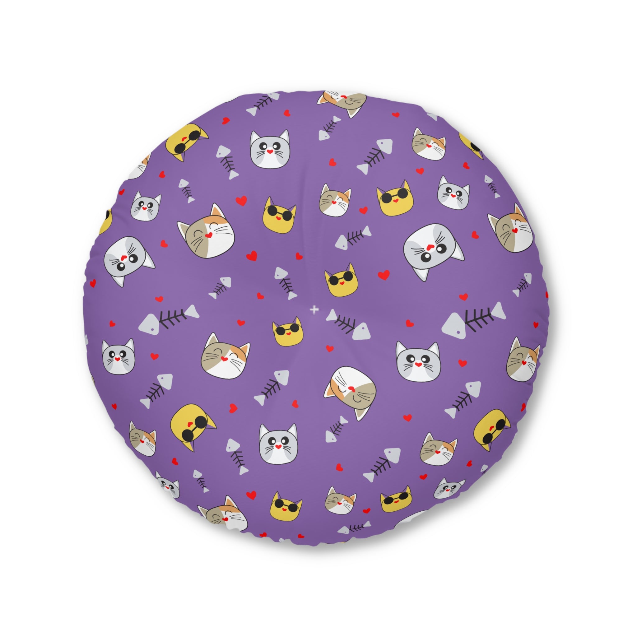 Cute Cat & Dog Tufted Floor Pillow – Fun, Pet-Themed Round Cushion for Cozy Living Spaces