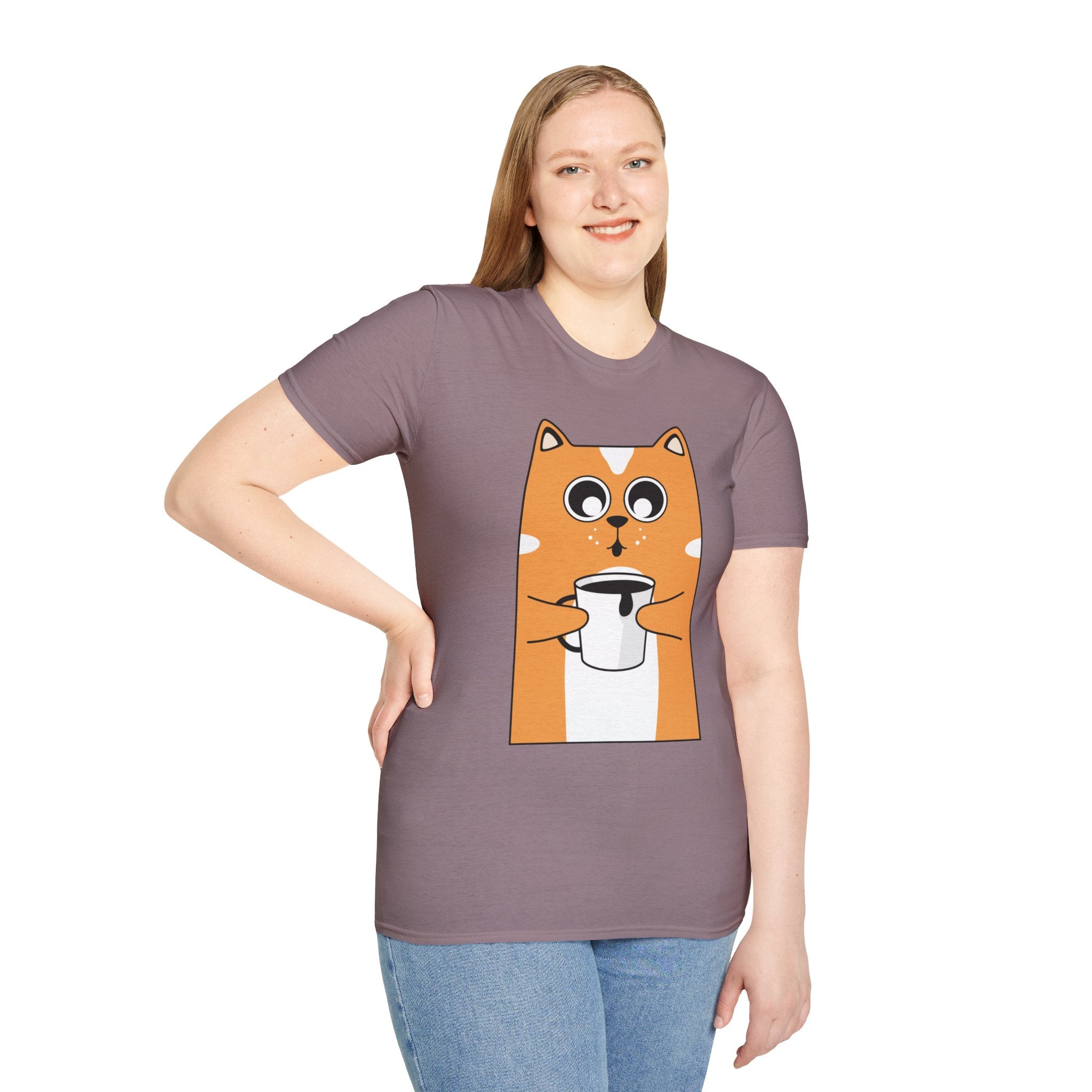 Coffee Cat Unisex Softstyle T-Shirt