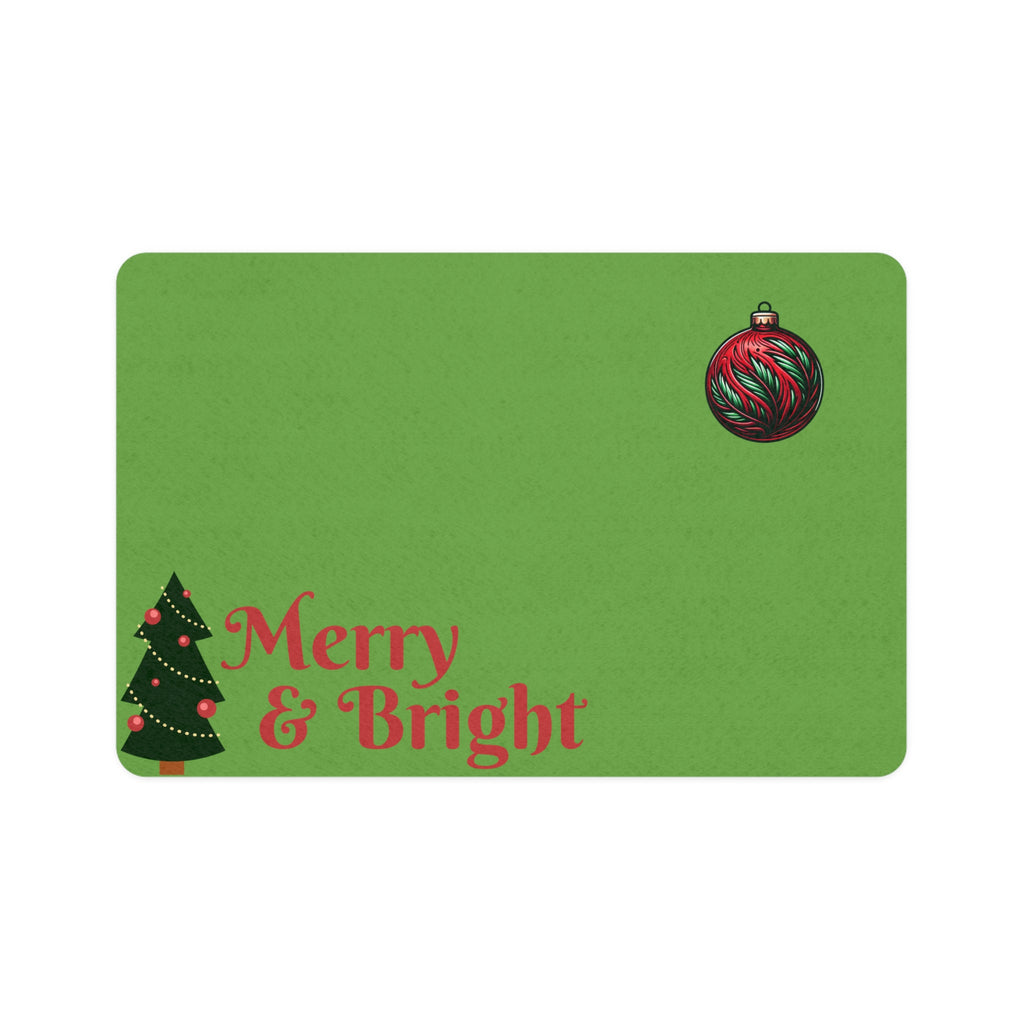 Festive Pet Food Mat | Merry & Bright Christmas Design (12x18)