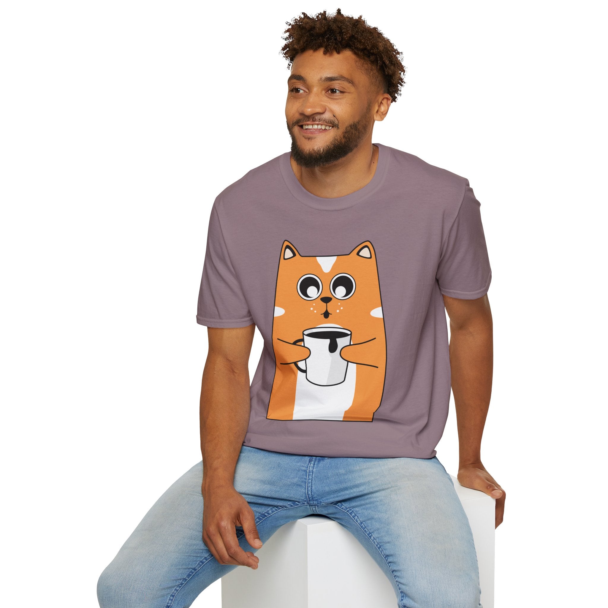 Coffee Cat Unisex Softstyle T-Shirt