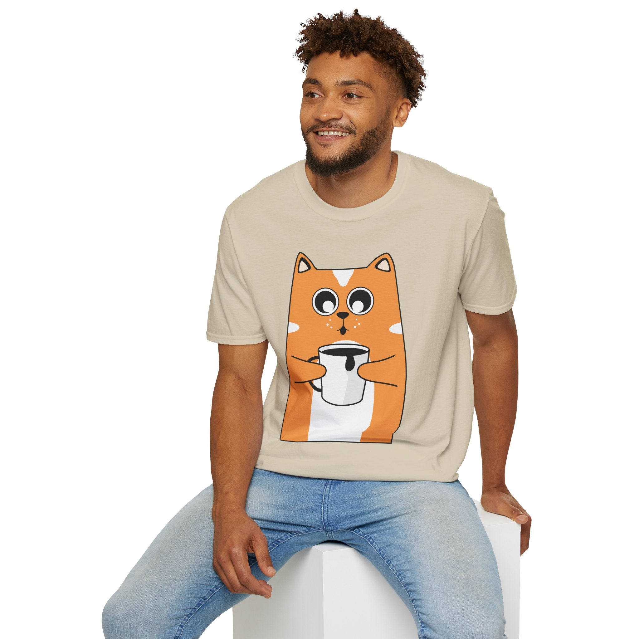 Coffee Cat Unisex Softstyle T-Shirt