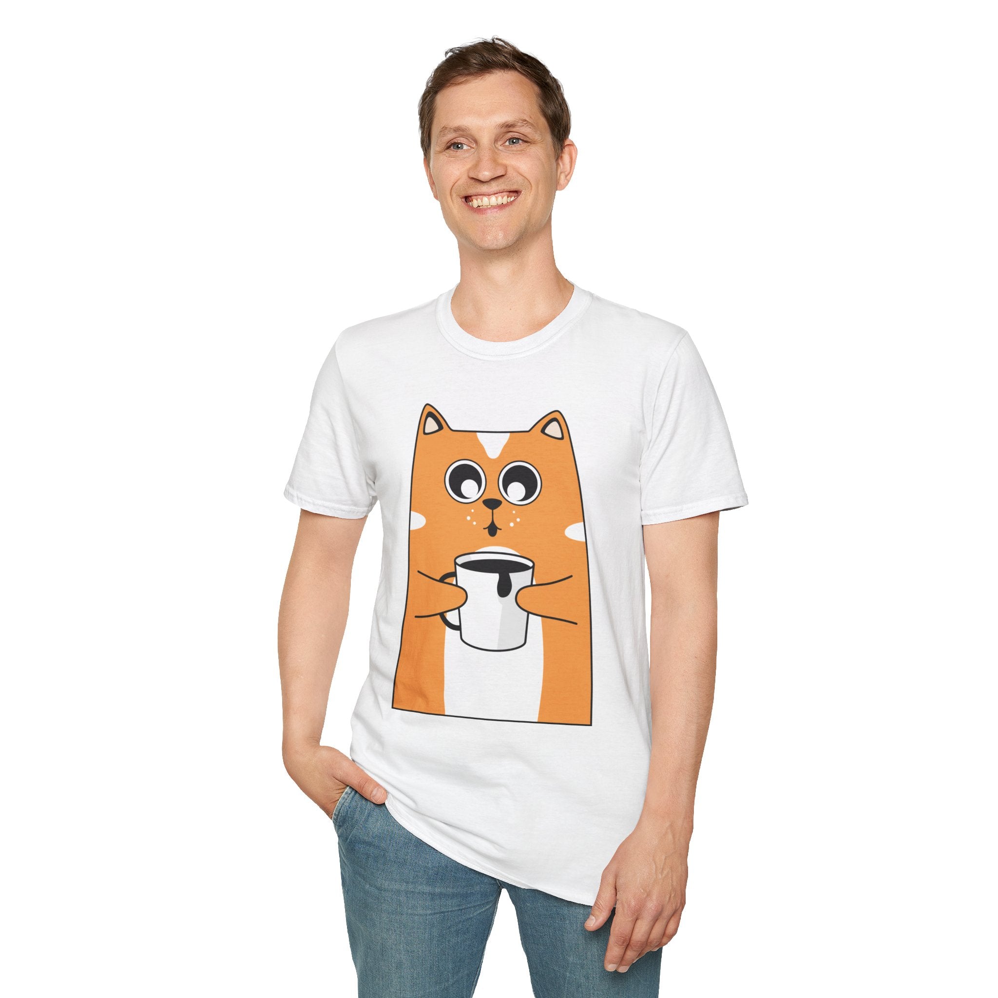 Coffee Cat Unisex Softstyle T-Shirt