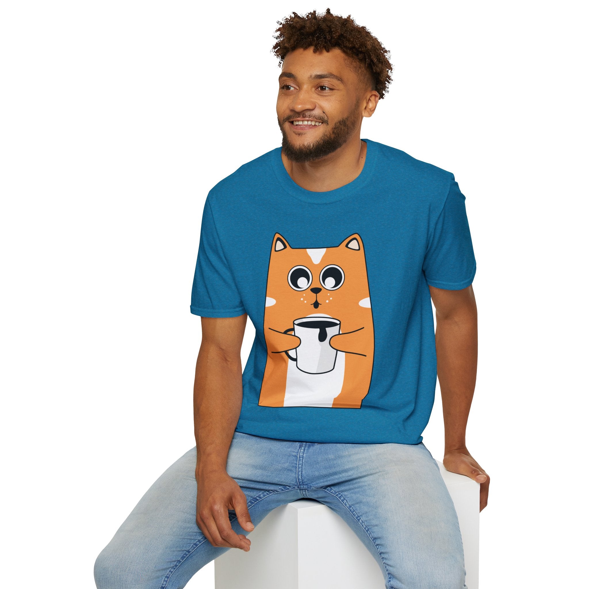 Coffee Cat Unisex Softstyle T-Shirt