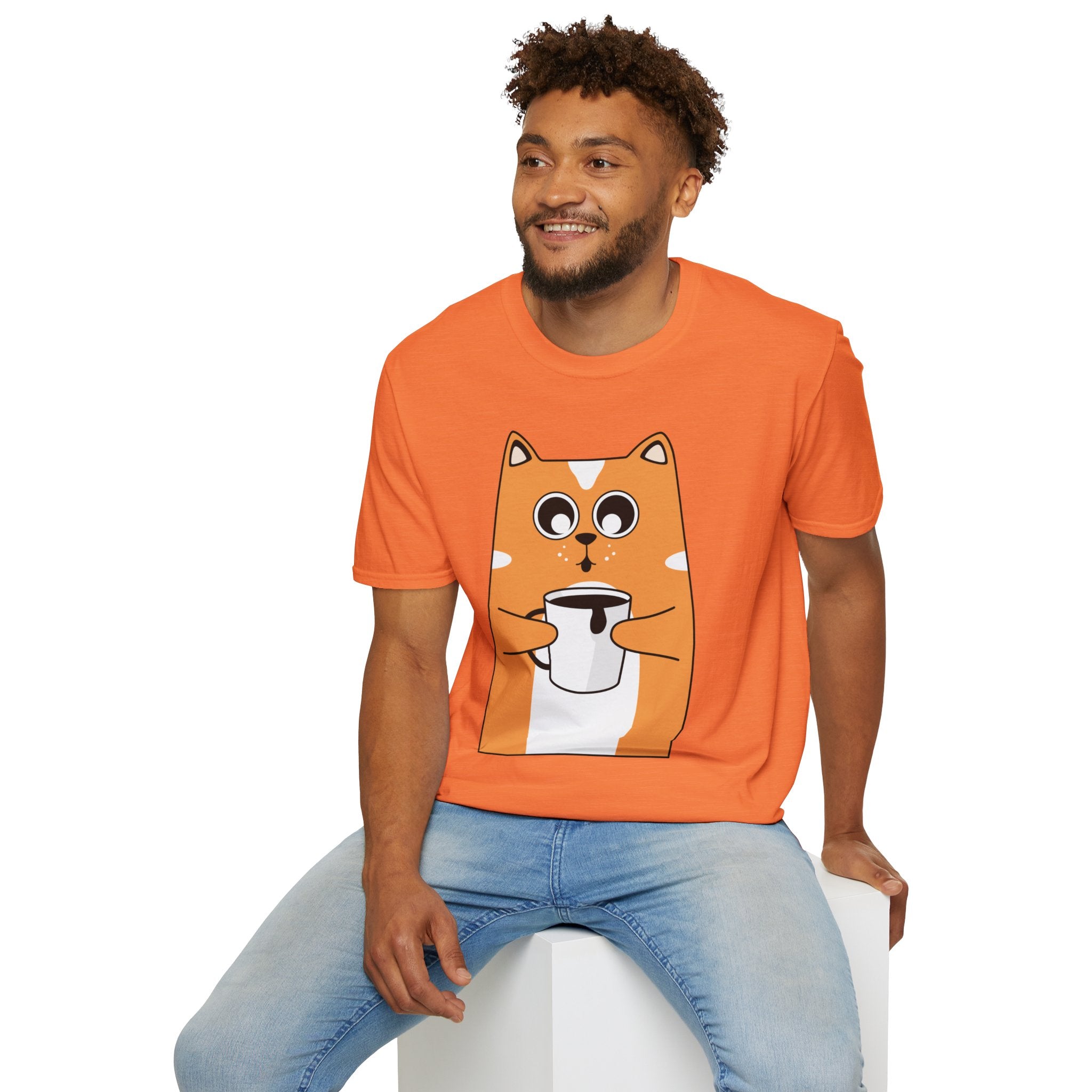 Coffee Cat Unisex Softstyle T-Shirt