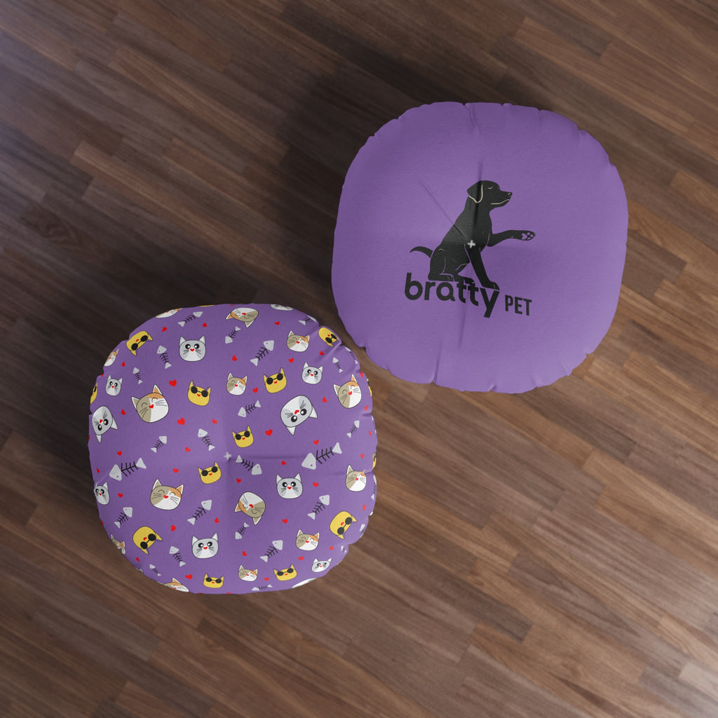Cute Cat & Dog Tufted Floor Pillow – Fun, Pet-Themed Round Cushion for Cozy Living Spaces