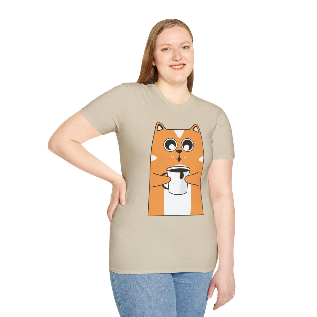 Coffee Cat Unisex Softstyle T-Shirt